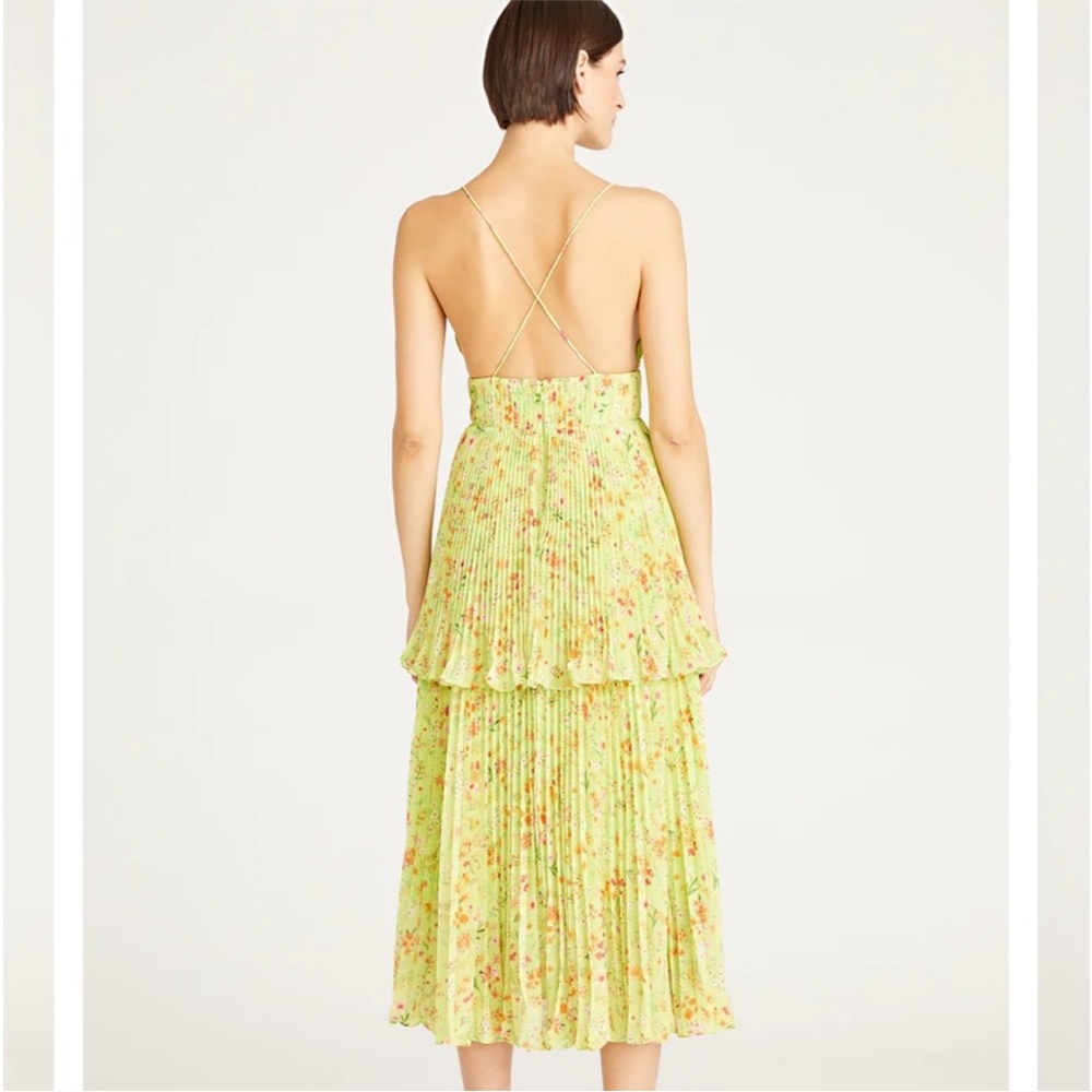 AMUR Women’s Nico Pleaded Floral Dress Size 0 Lime New - Picture 2 of 16